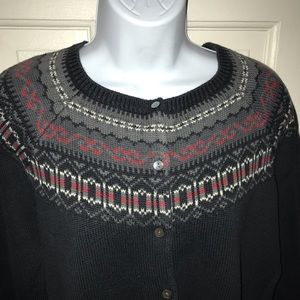 Lands End fair isle sweater cardigan